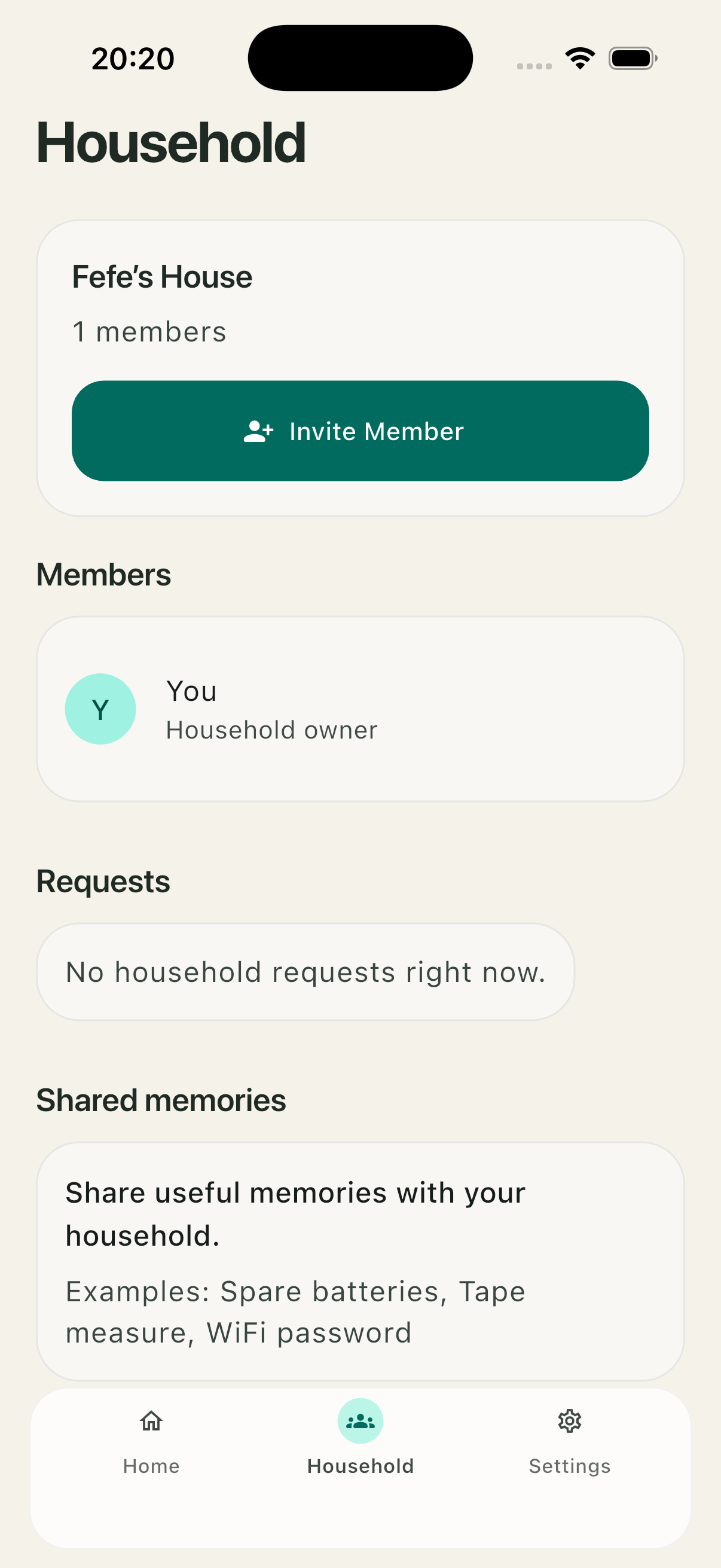 Placeholder screenshot for household sharing