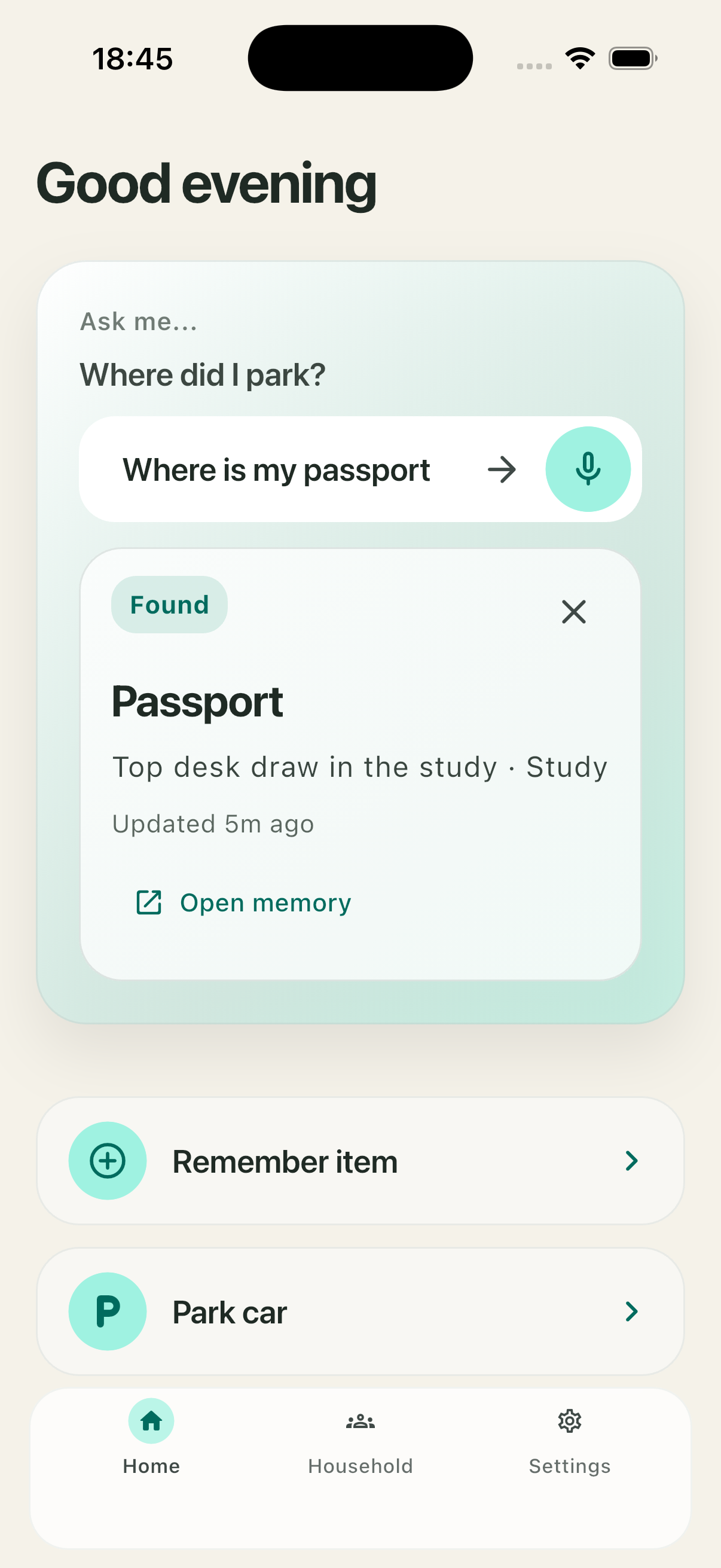 Placeholder screenshot showing the saved location answer